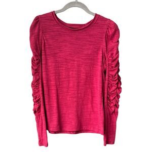 House of Harlow 1960 Ruffled Long Sleeve Tee Red Pink Size S